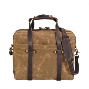 AT5 WAXMultifunktion™  3in1 Canvas Businesstasche Laptoptasche Aktentasche für Damen Herren / Canvas mit leder - grau